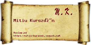 Mitiu Kurszán névjegykártya
